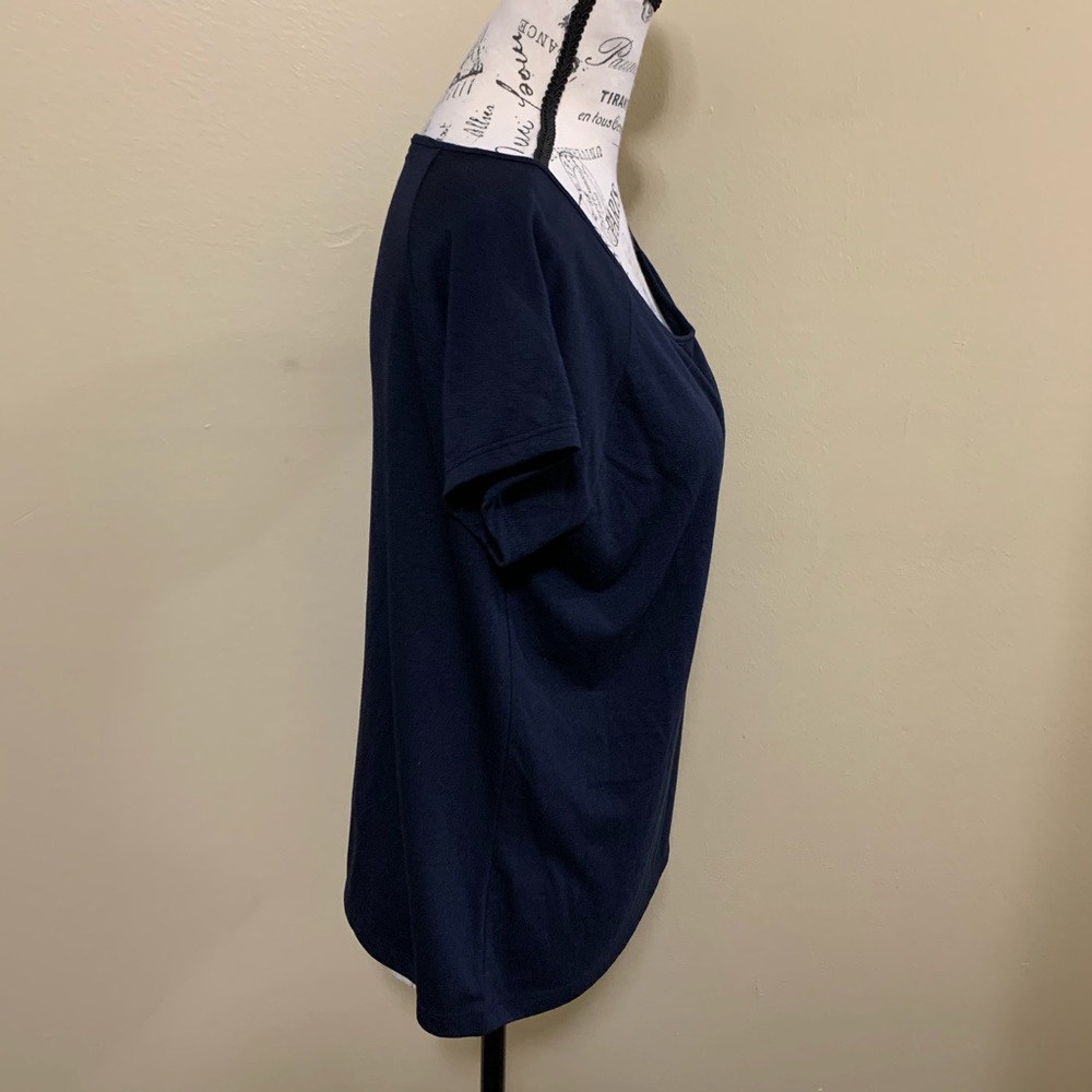 Chaps Navy Blue Short Sleeve Large Top - Picture 6 of 11